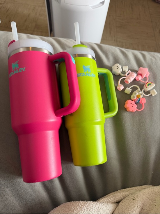 Stanley Other - Stanley Bright Pink and Neon Lime Travel Tumblers with Handles